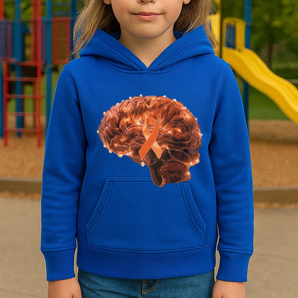 Brain Art Orange Ribbon Multiple Sclerosis Awareness Gift Kids Hoodie