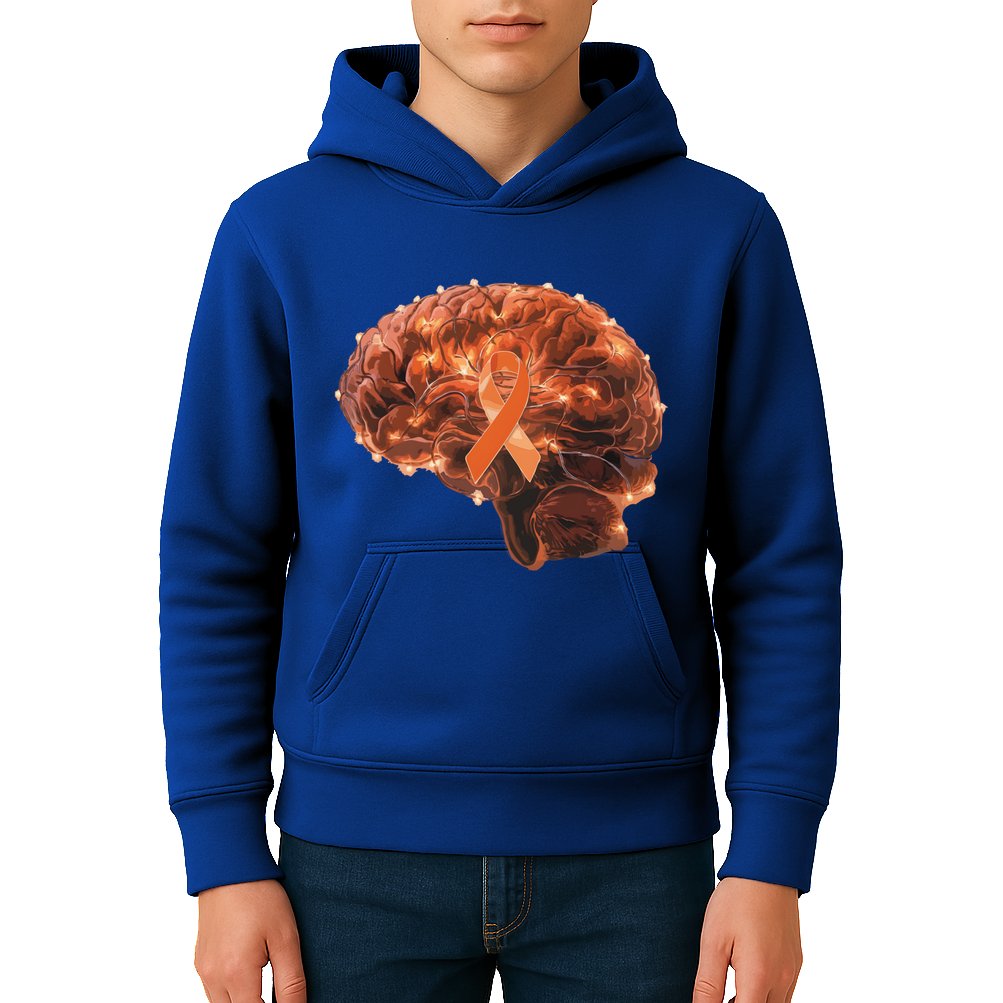 Brain Art Orange Ribbon Multiple Sclerosis Awareness Gift Kids Hoodie