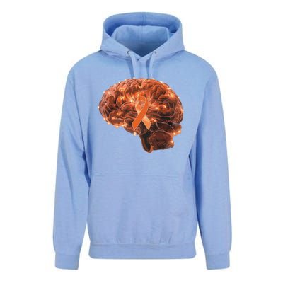 Brain Art Orange Ribbon Multiple Sclerosis Awareness Gift Unisex Surf Hoodie