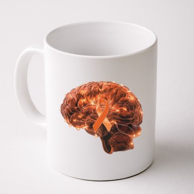 Brain Art Orange Ribbon Multiple Sclerosis Awareness Gift Coffee Mug