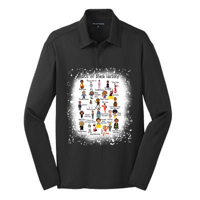 Bleached ABCs Of Black History Month Pride Women Teacher Silk Touch Performance Long Sleeve Polo