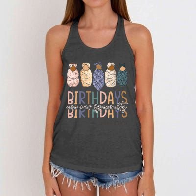 Birthdays Are Our Specialty L&D Nurse Nursing Birthday Women's Knotted Racerback Tank