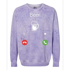 Beer Answer Or Decline Mobil Phone Funny Colorblast Crewneck Sweatshirt