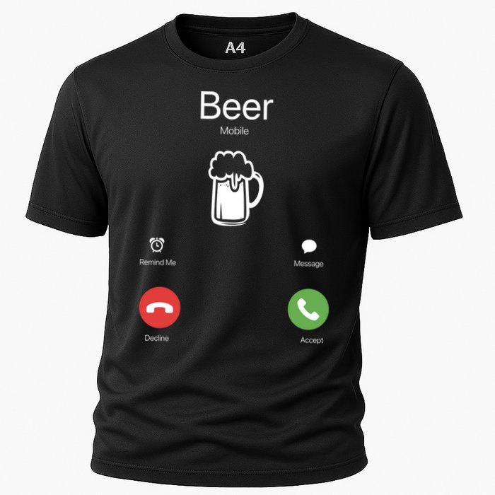 Beer Answer Or Decline Mobil Phone Funny Cooling Performance Crew T-Shirt