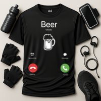 Beer Answer Or Decline Mobil Phone Funny Cooling Performance Crew T-Shirt