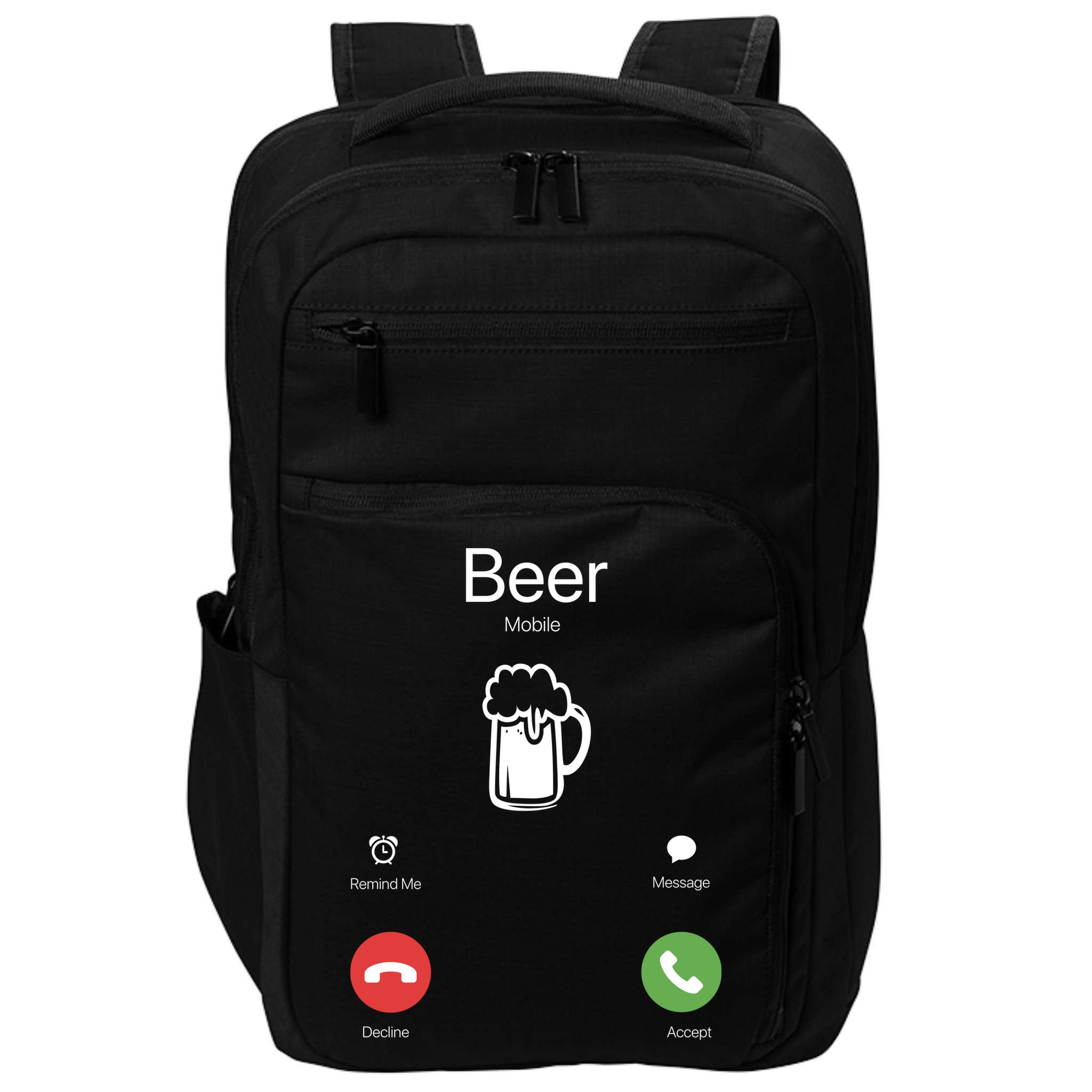 Beer Answer Or Decline Mobil Phone Funny Impact Tech Backpack