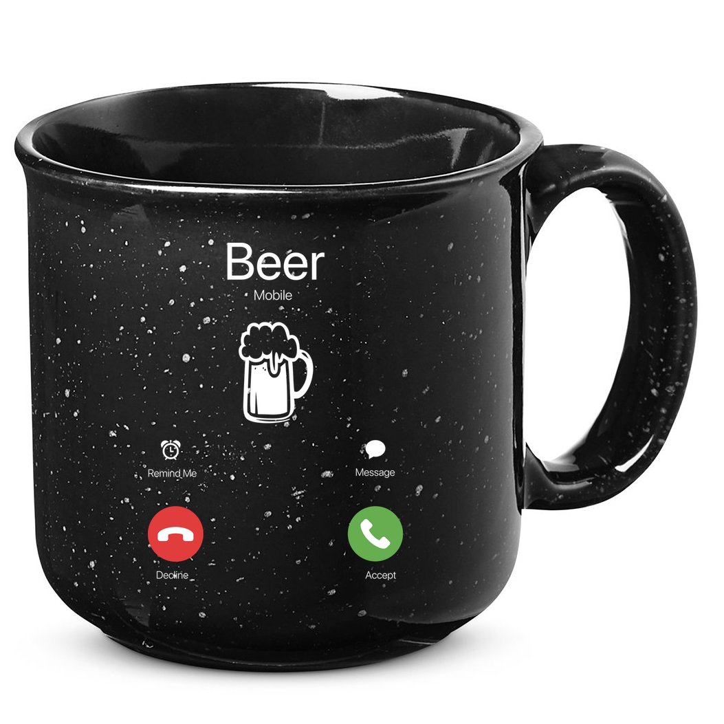 Beer Answer Or Decline Mobil Phone Funny 15oz Campfire Ceramic Mug