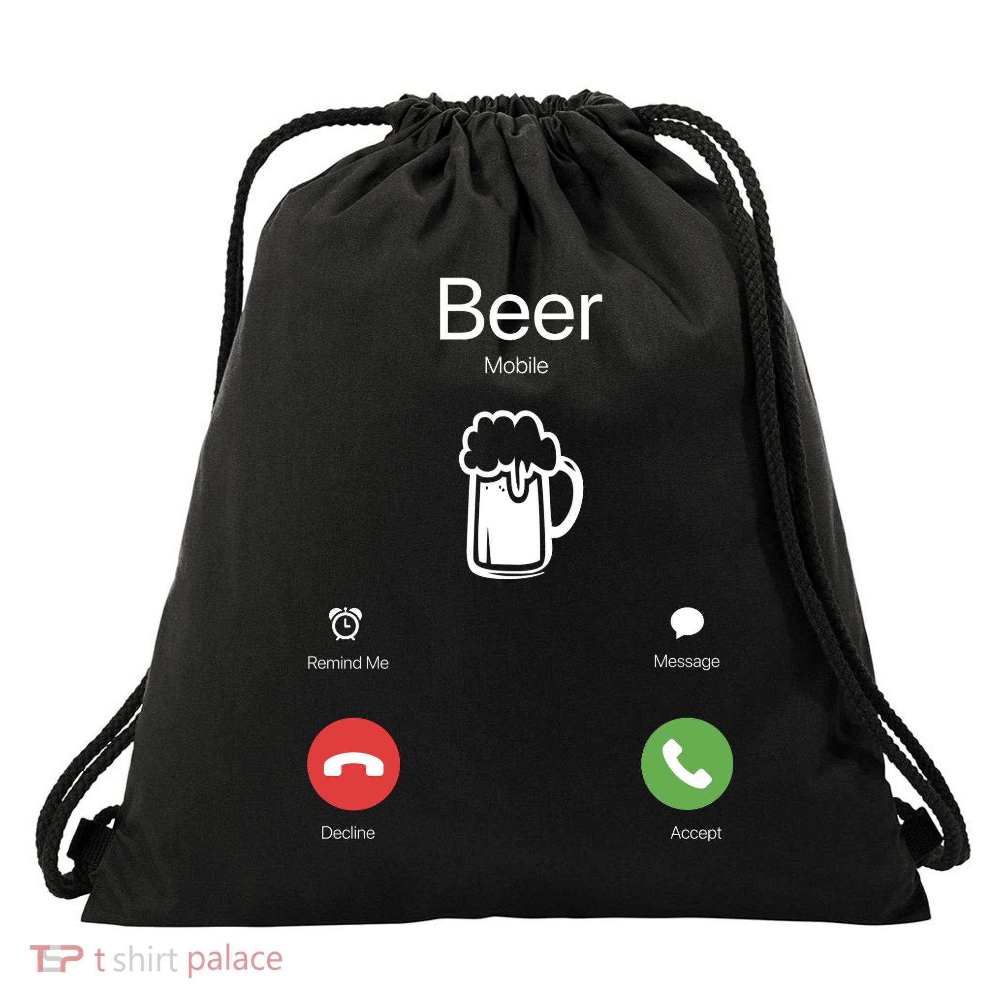 Beer Answer Or Decline Mobil Phone Funny Drawstring Bag