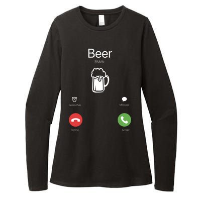 Beer Answer Or Decline Mobil Phone Funny Womens CVC Long Sleeve Shirt