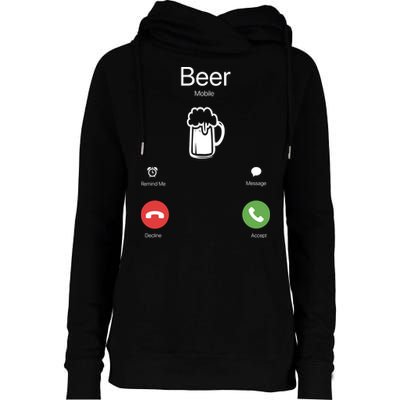Beer Answer Or Decline Mobil Phone Funny Womens Funnel Neck Pullover Hood