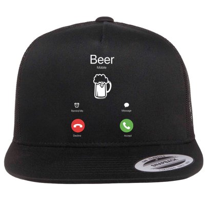 Beer Answer Or Decline Mobil Phone Funny Flatbill Hat