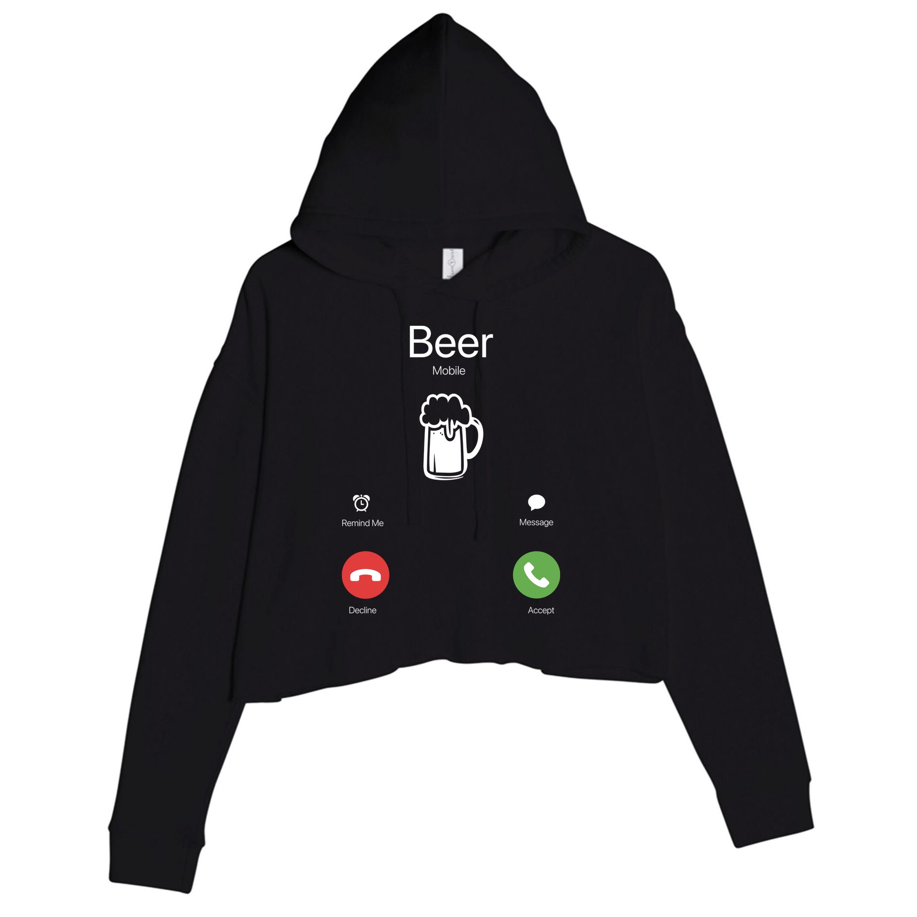 Beer Answer Or Decline Mobil Phone Funny Crop Fleece Hoodie