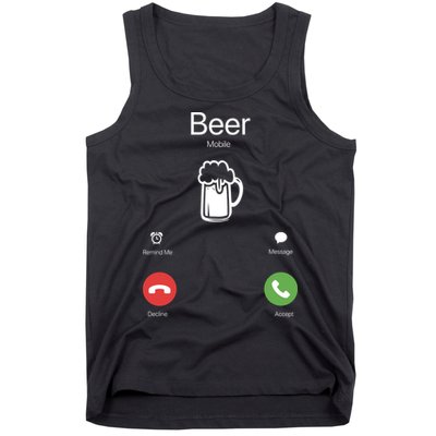 Beer Answer Or Decline Mobil Phone Funny Tank Top