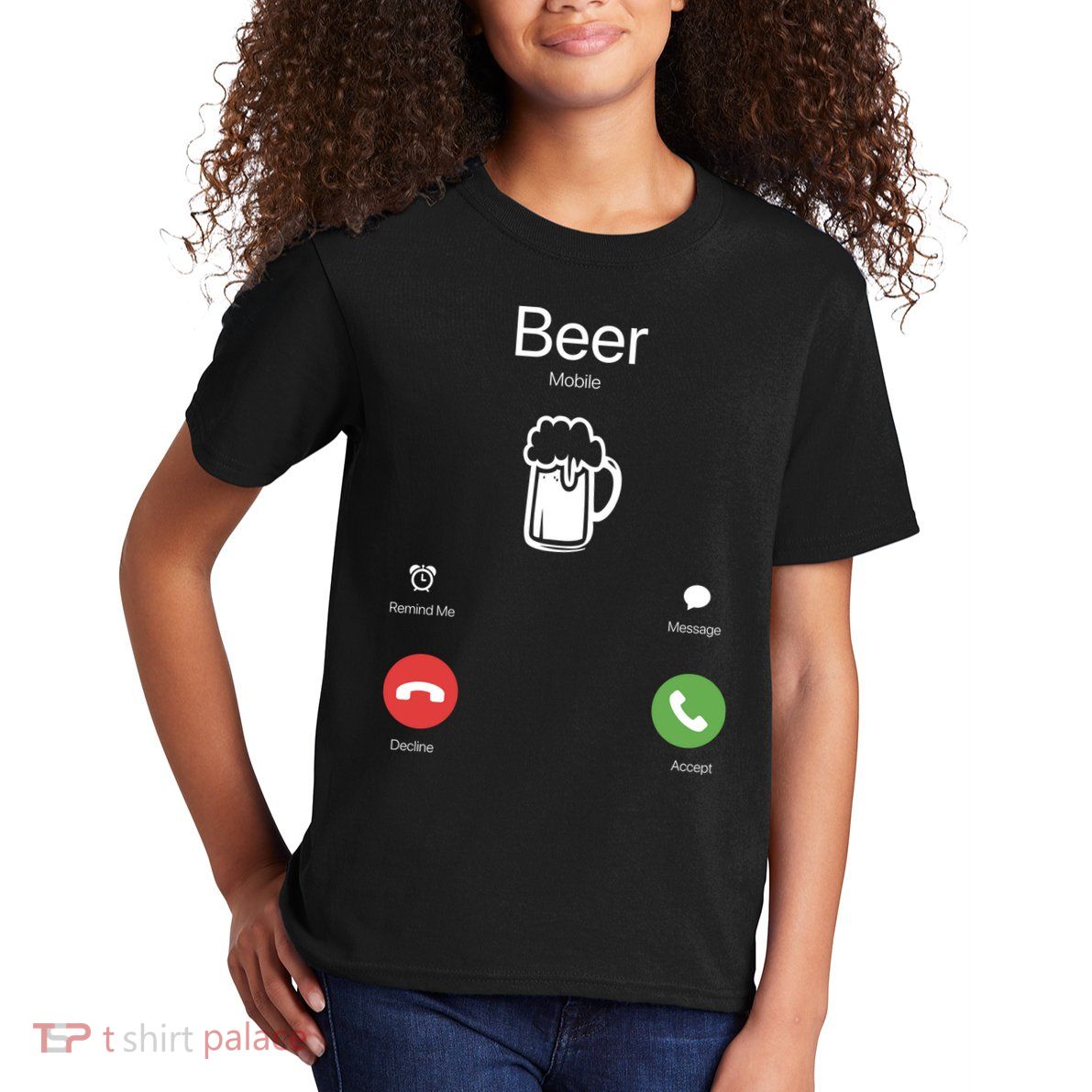 Beer Answer Or Decline Mobil Phone Funny Kids T-Shirt