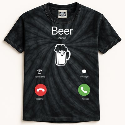Beer Answer Or Decline Mobil Phone Funny Kids Tie-Dye T-Shirt
