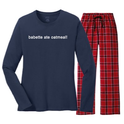 Babette Ate Oatmeal Funny Tv Show Quote (Black) Women's Long Sleeve Flannel Pajama Set 