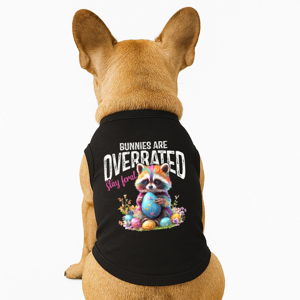 Bunnies Are Overrated Stay Feral Raccoon Easter Day Doggie Tank