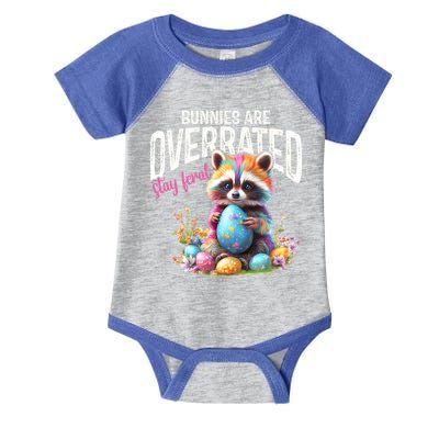 Bunnies Are Overrated Stay Feral Raccoon Easter Day Infant Baby Jersey Bodysuit