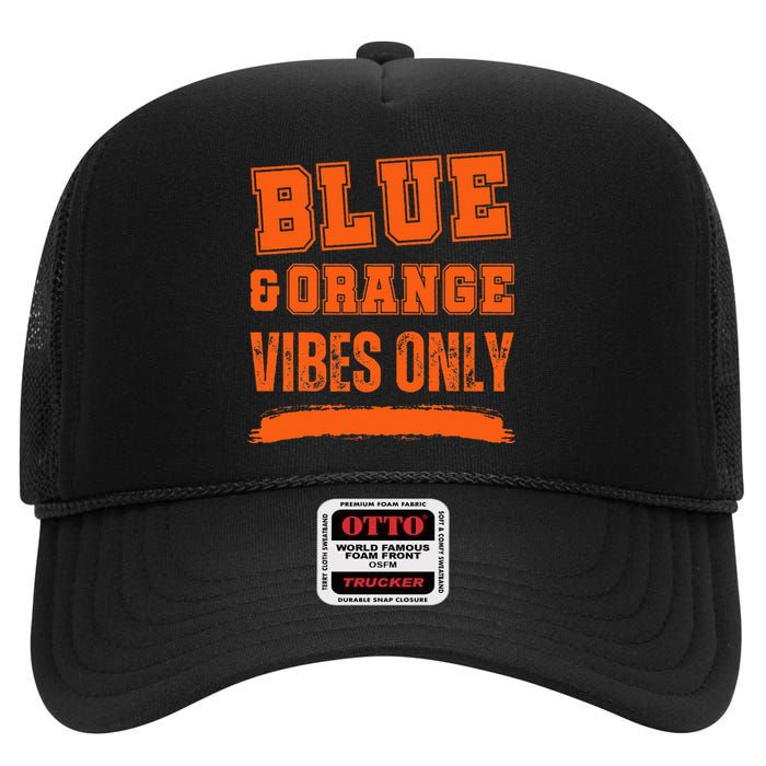 Blue And Orange Game Day High Crown Mesh Back Trucker Hat