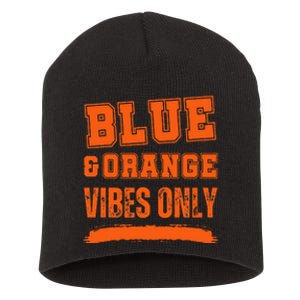 Blue And Orange Game Day Short Acrylic Beanie