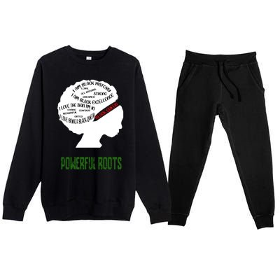 Black Afro Powerful Roots Black Queen Black Melanin Gift Premium Crewneck Sweatsuit Set