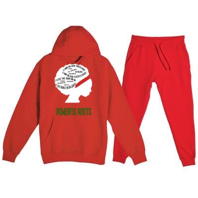 Black Afro Powerful Roots Black Queen Black Melanin Gift Premium Hooded Sweatsuit Set