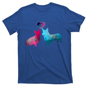 Blue And Pink Corgi Valentine's Day Animal Fans Dog Gift T-Shirt