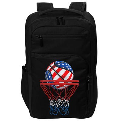 Basketball American Patriotic 4th Of July Us Flag Impact Tech Backpack