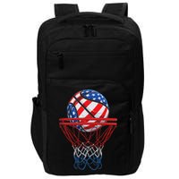Basketball American Patriotic 4th Of July Us Flag Impact Tech Backpack