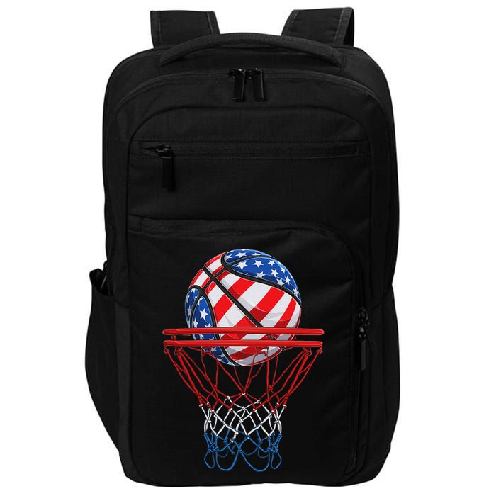 Basketball American Patriotic 4th Of July Us Flag Impact Tech Backpack