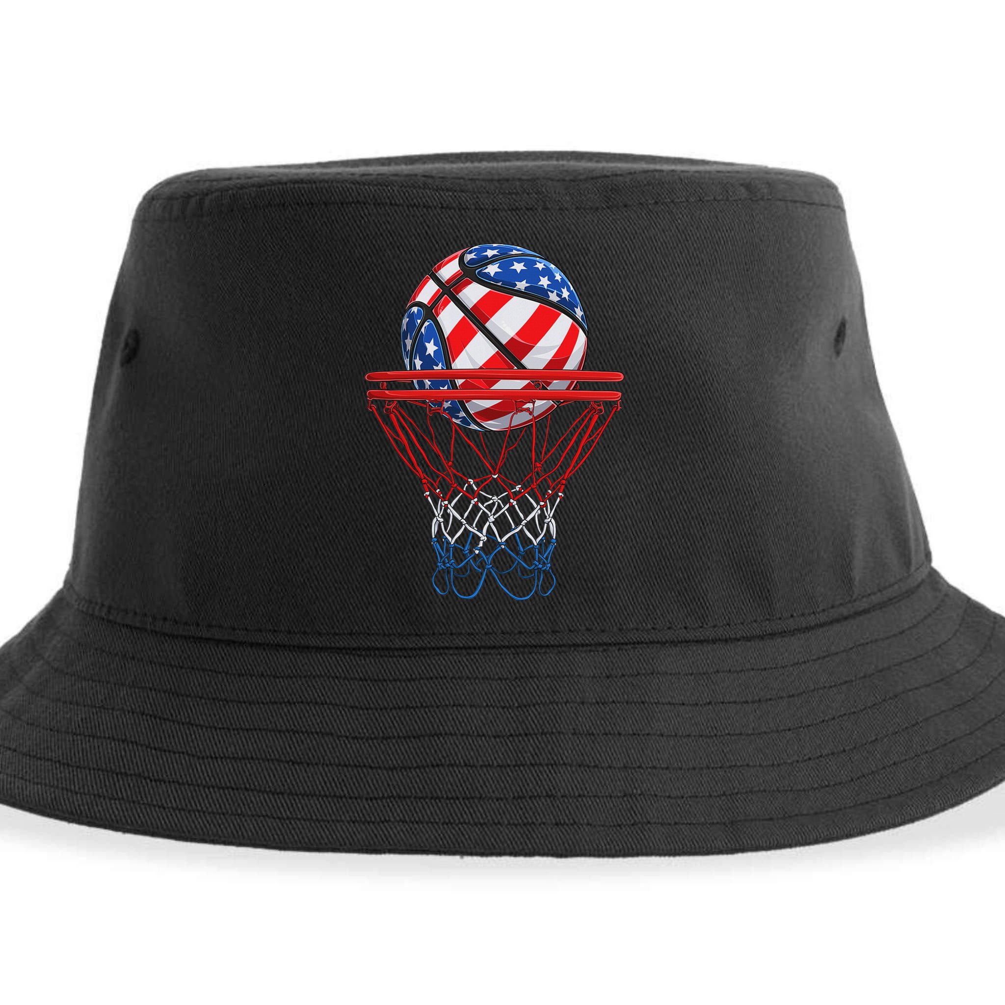 Basketball American Patriotic 4th Of July Us Flag Sustainable Bucket Hat