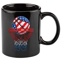 Basketball American Patriotic 4th Of July Us Flag 11oz C Handle Ceramic Mug