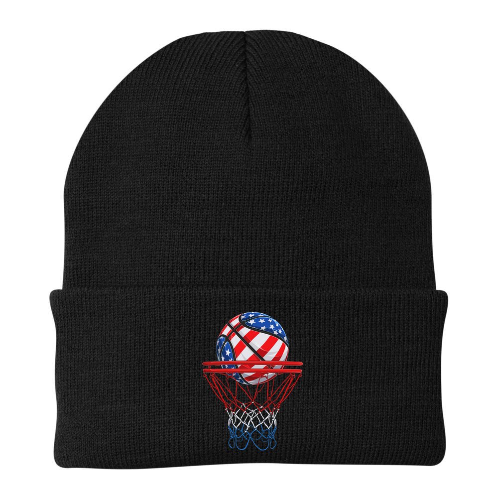 Basketball American Patriotic 4th Of July Us Flag Beanie