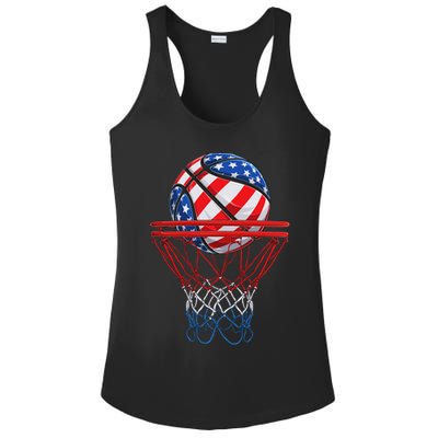 Basketball American Patriotic 4th Of July Us Flag Ladies PosiCharge Competitor Racerback Tank