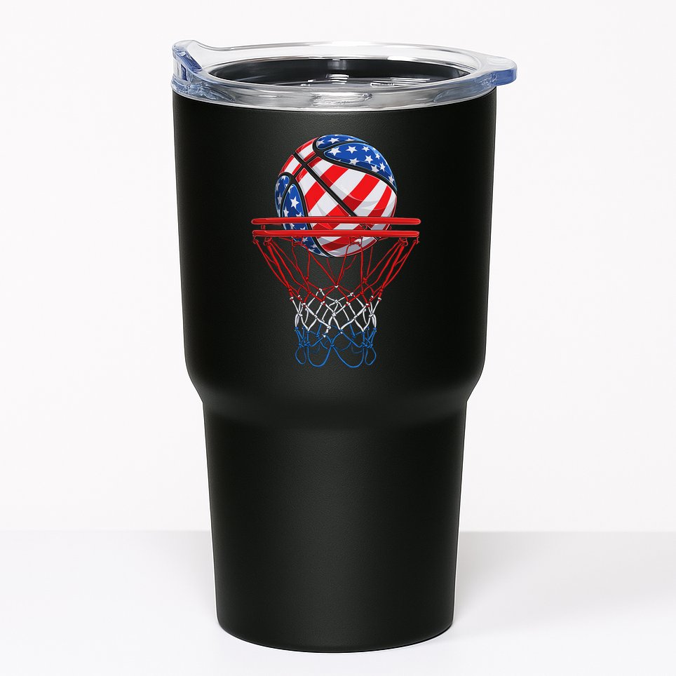 Basketball American Patriotic 4th Of July Us Flag Tumbler
