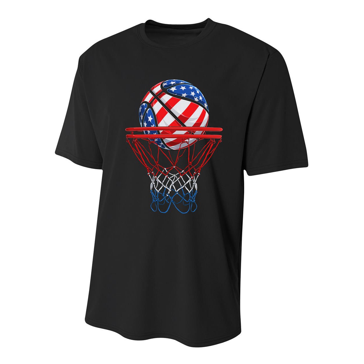 Basketball American Patriotic 4th Of July Us Flag Youth Performance Sprint T-Shirt