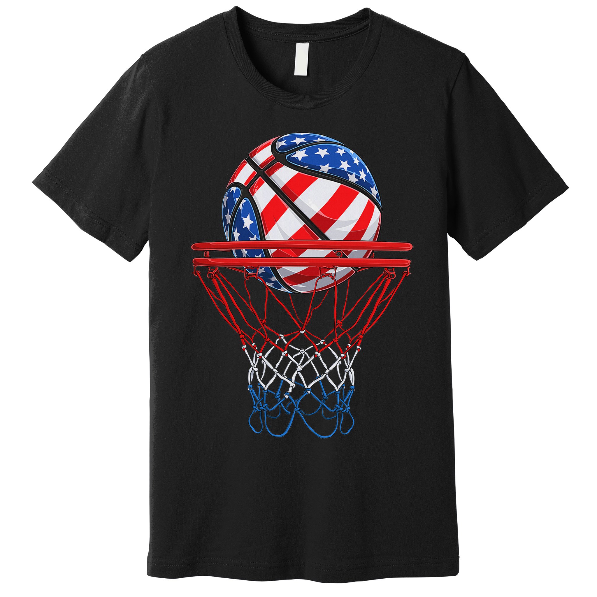 Basketball American Patriotic 4th Of July Us Flag Premium T-Shirt