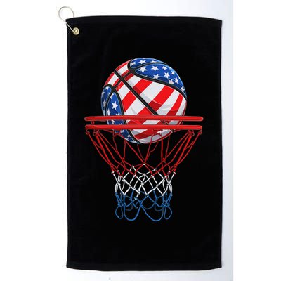 Basketball American Patriotic 4th Of July Us Flag Golf Towel