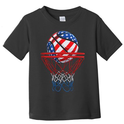 Basketball American Patriotic 4th Of July Us Flag Toddler T-Shirt