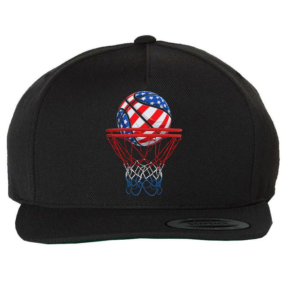 Basketball American Patriotic 4th Of July Us Flag Wool Snapback Cap