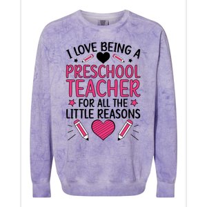 Being A Preschool Teacher Valentines Day Preschool Teaching Gift Colorblast Crewneck Sweatshirt