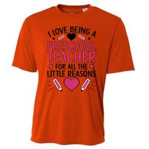 Being A Preschool Teacher Valentines Day Preschool Teaching Gift Cooling Performance Crew T-Shirt