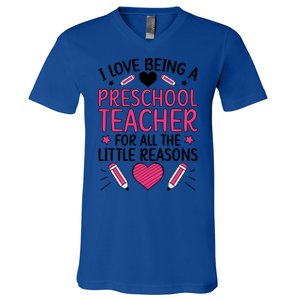 Being A Preschool Teacher Valentines Day Preschool Teaching Gift V-Neck T-Shirt