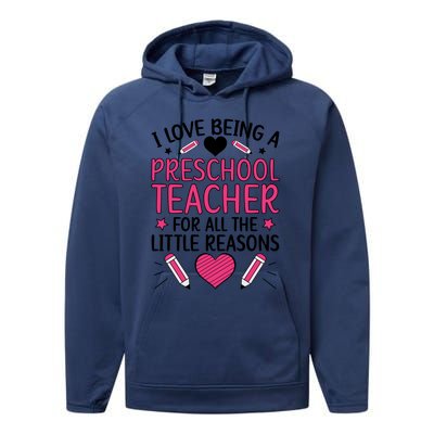 Being A Preschool Teacher Valentines Day Preschool Teaching Gift Performance Fleece Hoodie