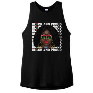 Black and Proud Melanin Black History Juneteenth 1865 Ladies PosiCharge Tri-Blend Wicking Tank