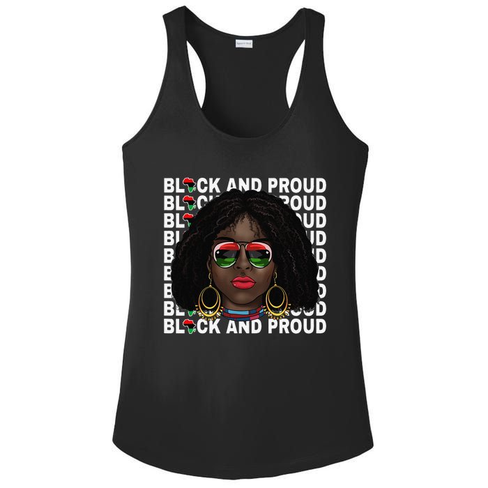 Black and Proud Melanin Black History Juneteenth 1865 Ladies PosiCharge Competitor Racerback Tank