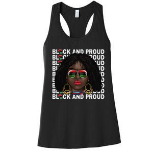 Black and Proud Melanin Black History Juneteenth 1865 Women's Racerback Tank