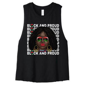 Black and Proud Melanin Black History Juneteenth 1865 Women's Racerback Cropped Tank