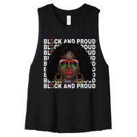 Black and Proud Melanin Black History Juneteenth 1865 Women's Racerback Cropped Tank