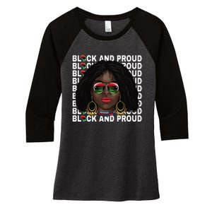 Black and Proud Melanin Black History Juneteenth 1865 Women's Tri-Blend 3/4-Sleeve Raglan Shirt